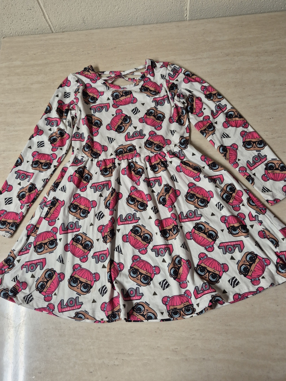 L.O.L. Surprise! White Dress with Pink & Black Character Print